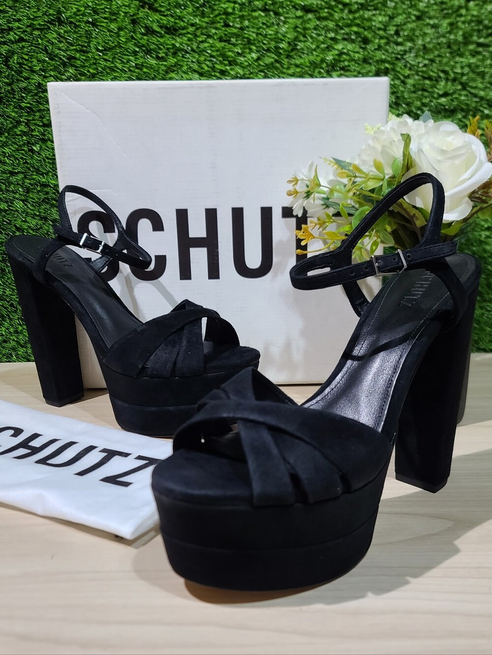 Schutz Keefa Suede Black Platform Sandal / US Women's 10 B NEW